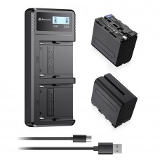 2 аккумулятора NP-F970 + зарядное устройство PowerExtra SN-F970TPC-B (Type-C)
