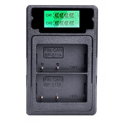Зарядное устройство Gokyo USB-LCD-BP511 для двух аккумуляторов Canon BP-511/BP-511A