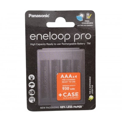Аккумулятор Panasonic Eneloop Pro BK-4HCDEC4BE (BK-4HCDE/4CP + CASE) 930mAh ААА R03 + футляр BL4