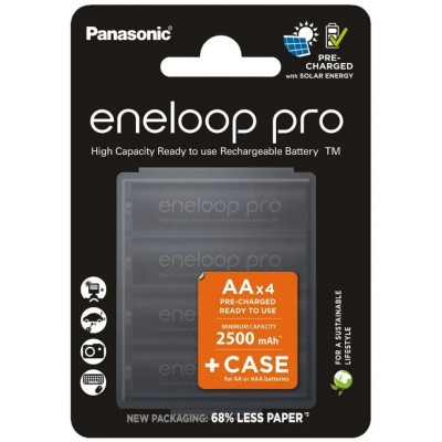 Аккумулятор Panasonic Eneloop Pro BK-3HCDEC4BE (BK-3HCDE/4CP + CASE) 2500mAh AA R06 + футляр BL4