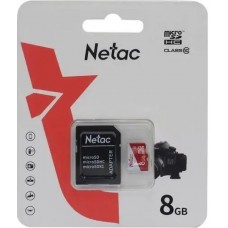 Карта памяти MicroSD 8GB Netac P500 Eco Class 10 + SD адаптер