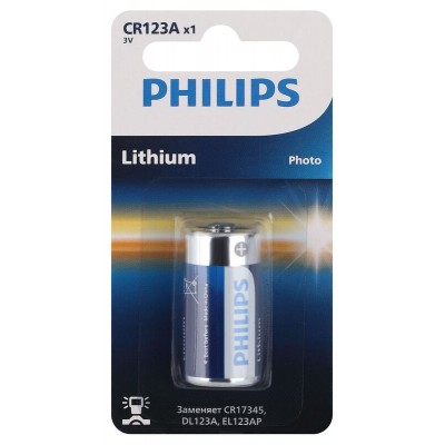 Элемент питания PHILIPS CR123A/51 литий CR123A 1BL
