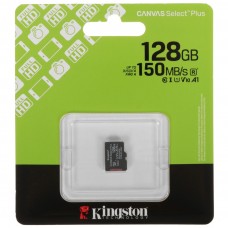Карта памяти MicroSD 128GB Kingston Class 10 Canvas Select Plus A1 U1 V10 (150 Mb/s) без адаптера (SDCS3/128GBSP)
