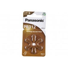 Элемент питания (батарейка/таблетка) Panasonic Red Zink для слуховых аппаратов [воздушно-цинковая, PR312, PR41, 1.4 В]