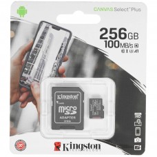 Карта памяти MicroSDXC 256GB Kingston Class 10 Canvas Select Plus A1 (100 Mb/s) + SD адаптер (SDCS2/256GB)