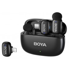 Ультракомпактная двухканальная беспроводная микрофонная система BOYA MINI-12, разъем Lightning + Type-C в зарядном кейсе Ультракомпактная двухканальная беспроводная микрофонная система BOYA MINI-12, разъем Lightning + Type-C в зарядном кейсе