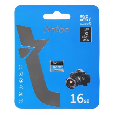 Карта памяти MicroSD 16GB Netac P500 Standard Class 10 UHS-I (90 Mb/s) без адаптера