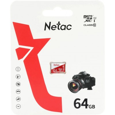 Карта памяти MicroSD 64GB Netac P500 Eco Class 10 UHS-I без адаптера (NT02P500PRO-256G-R)