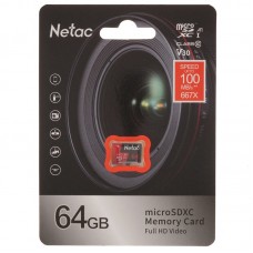 Карта памяти MicroSD 64GB Netac P500 Extreme Pro Class 10 UHS-I A1 V30 (100 Mb/s) без адаптера (NT02P500PRO-064G-S)