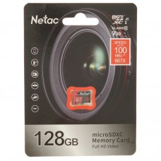 Карта памяти MicroSD 128GB Netac P500 Extreme Pro Class 10 UHS-I A1 V30 (100 Mb/s) без адаптера (NT02P500PRO-128G-S)