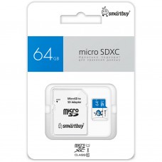 Карта памяти MicroSD 64GB Smart Buy Class 10 UHS-I синие + SD адаптер