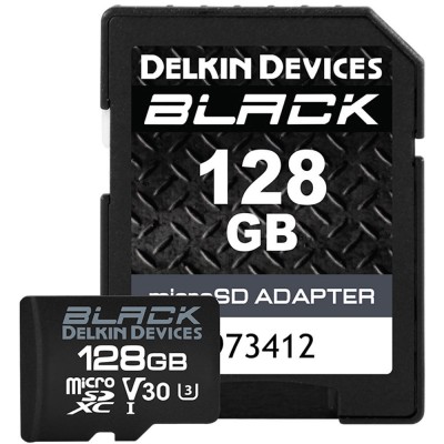 Карта памяти Delkin Devices Black microSDXC 128GB UHS-I U3 V30, R/W 90/90 MB/s (DMSDBK128)