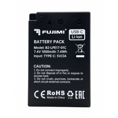 Аккумулятор Fujimi FBTLP-E17 (1000 mAh) с портом USB-C для камер Canon