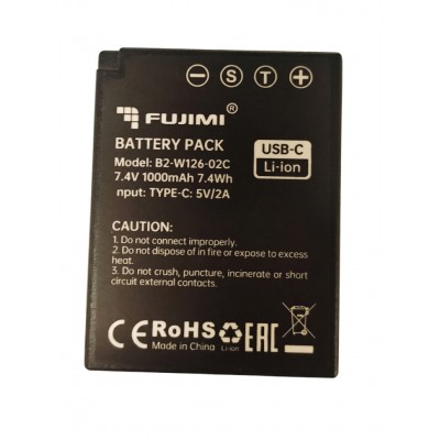 Аккумулятор Fujimi FBTNP-W126 (1000 mAh) с портом USB-C для камер Fujimi