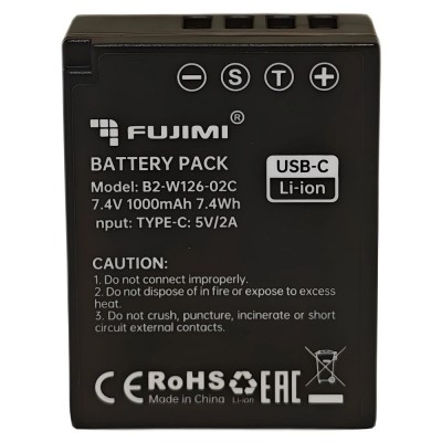 Аккумулятор Fujimi FBTNP-W126 (1000 mAh) с портом USB-C для камер Fujimi