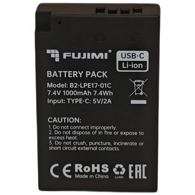 Аккумулятор Fujimi FBTLP-E17 (1000 mAh) с портом USB-C для камер Canon