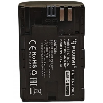 Аккумулятор Fujimi FBTLP-E6 (2000 mAh) с портом USB-C для камер Canon