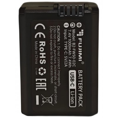 Аккумулятор Fujimi FBTNP-FW50 (1000 mAh) с портом USB-C для камер Sony