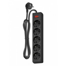 Удлинитель с сетевым фильтром KRONUS KRS-07-0002 (5 розеток, ПВС 3х1 мм2, мощность 2200 Вт, ток 10А, 1,8 м) Черный