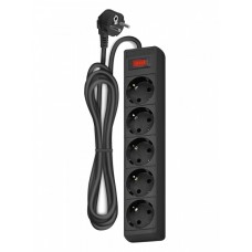 Удлинитель с сетевым фильтром KRONUS KRS-07-0003 (5 розеток, ПВС 3х1 мм2, мощность 2200 Вт, ток 10А, 3 м) Черный