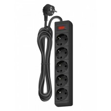 Удлинитель с сетевым фильтром KRONUS KRS-07-0006 (5 розеток, ПВС 3х1 мм2, мощность 2200 Вт, ток 10А, 5 м) Черный