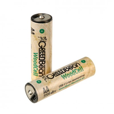 Аккумулятор GreenBean WoodCell AA зарядка USB-C (набор 4 шт.)